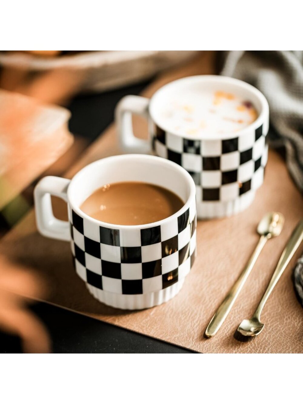 4-Piece Stackable Coffee Mug Set with Rack & Spoons - Space-Saving Design - Picture 7 of 9